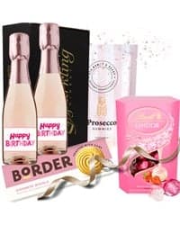 Mini Prosecco Rose Gift Set - 2 x Happy Birthday Labels