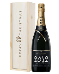 Moet et Chandon Vintage Single Bottle Christmas Gift in Wooden Box