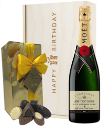 Personalised Birthday Champagne and Chocolates Gift Box