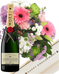 Personalised Engagement Champagne and Flowers