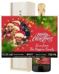 Personalised Merry Christmas Champagne Gift With Photo Upload