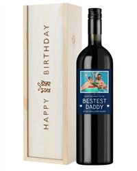 Personalised Red Wine Birthday Gift For Bestest Daddy - Photo Upload