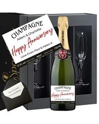 Personalised Signature Anniversary Champagne and Glasses