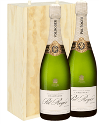 Pol Roger Two Bottle Champagne Gift in Wooden Box