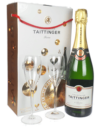 Taittinger Champagne Branded Gift Set with Glasses