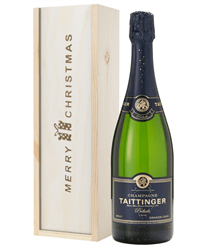 Taittinger Prelude Champagne Single Bottle Christmas Gift In Wooden Box