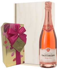 Taittinger Rose Champagne and Chocolate Gift Set