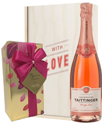Taittinger Rose Valentines Champagne and Chocolates Gift Box