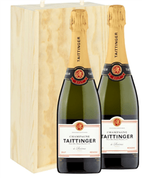 Taittinger Two Bottle Champagne Gift in Wooden Box