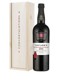 Taylors Late Bottled Vintage Port Congratulations Gift In Wooden Box