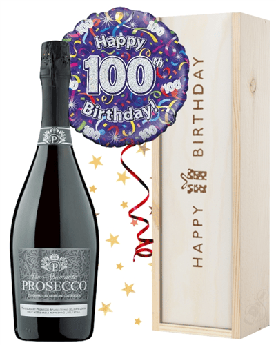 100th Birthday Prosecco and Balloon Gift
