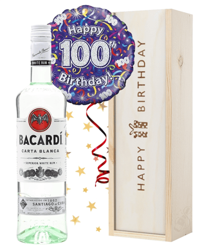 100th Birthday Rum and Balloon Gift