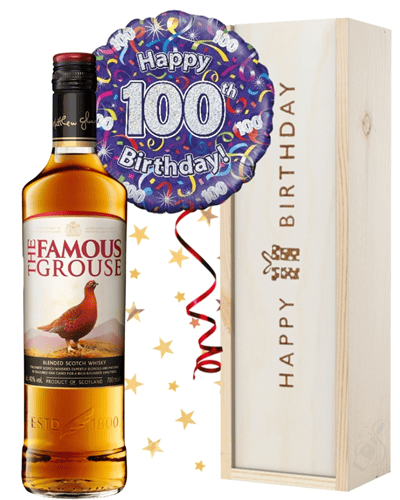 100th Birthday Scotch Whisky and Balloon Gift