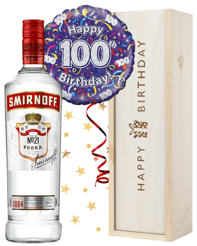 100th Birthday Vodka and Balloon Gift