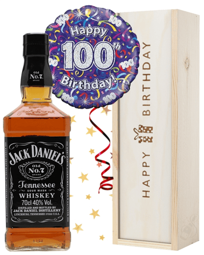 100th Birthday Whiskey and Balloon Gift
