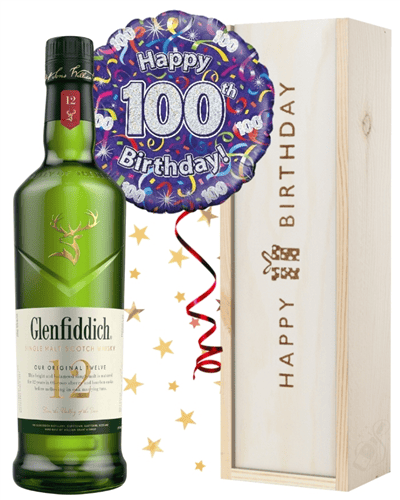 100th Birthday Whisky and Balloon Gift