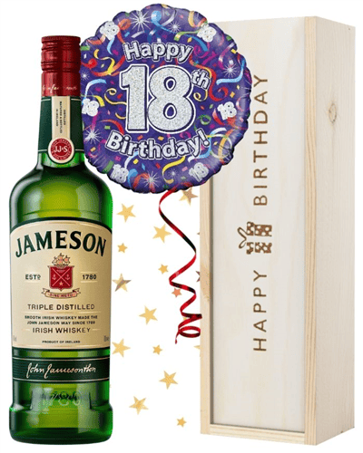 18th Birthday Irish Whiskey and Balloon Gift