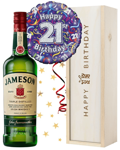 21st Birthday Irish Whiskey and Balloon Gift
