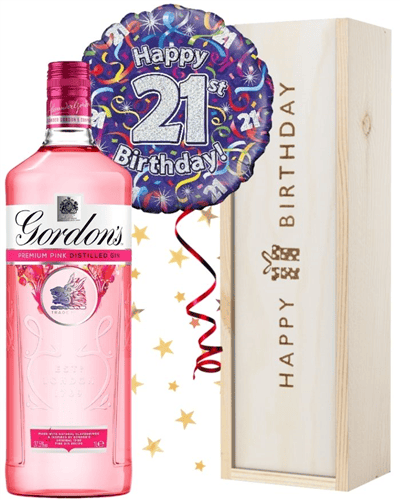 21st Birthday Pink Gin and Balloon Gift
