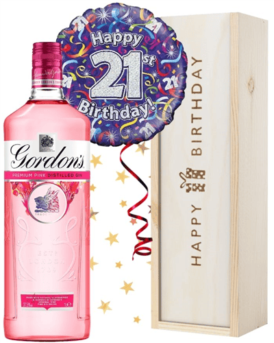 21st Birthday Pink Gin and Balloon Gift