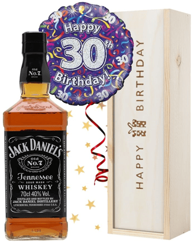 30th Birthday Jack Daniels Whiskey and Balloon Gift
