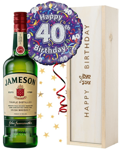 40th Birthday Irish Whiskey and Balloon Gift