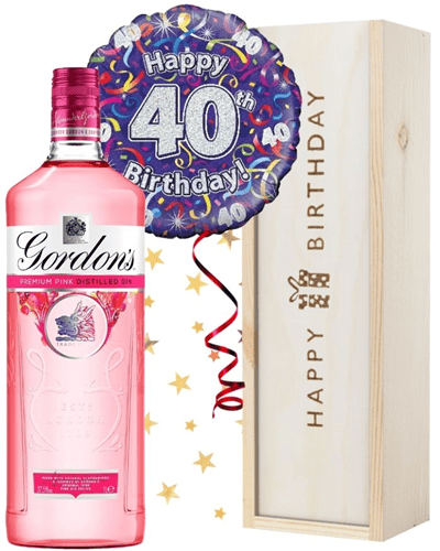 40th Birthday Pink Gin and Balloon Gift
