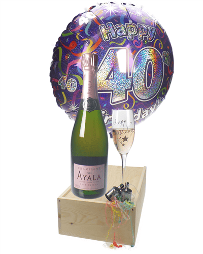 40TH BIRTHDAY ROSE CHAMPAGNE FLUTE GIFT