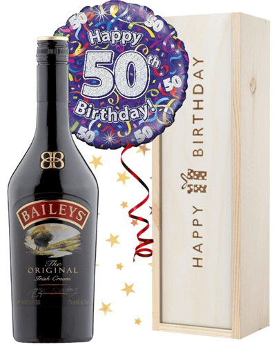 50th Birthday Baileys and Balloon Gift