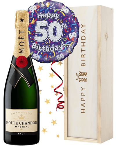 50th Birthday Champagne and Balloon Gift