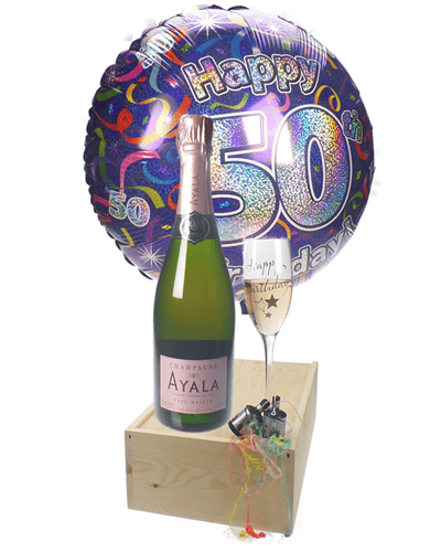 50TH BIRTHDAY ROSE CHAMPAGNE FLUTE GIFT