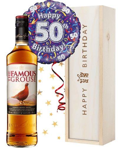 50th Birthday Scotch Whisky and Balloon Gift