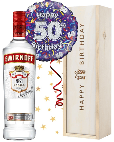 50th Birthday Vodka and Balloon Gift