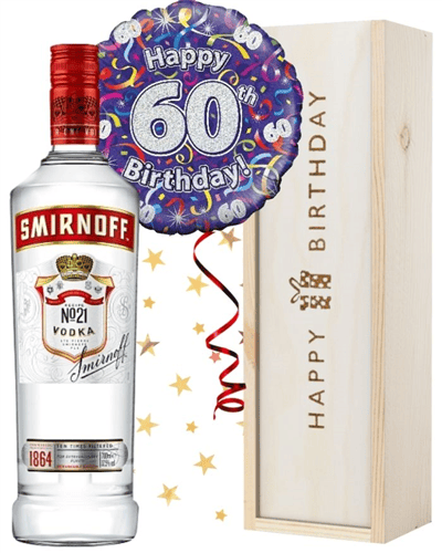 60th Birthday Vodka and Balloon Gift