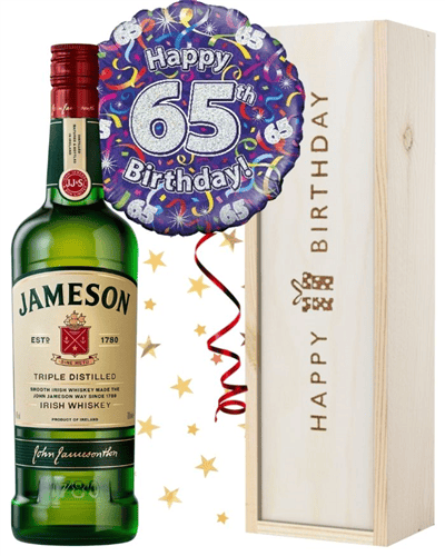 65th Birthday Irish Whiskey and Balloon Gift