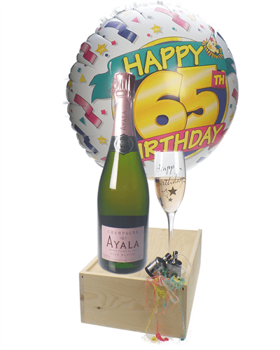 65TH BIRTHDAY ROSE CHAMPAGNE FLUTE GIFT