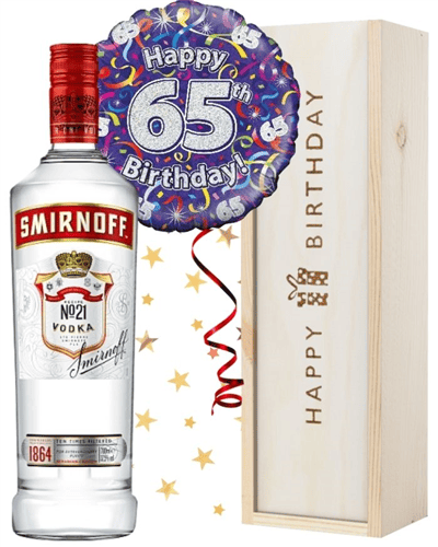 65th Birthday Vodka and Balloon Gift