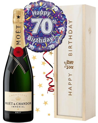 70th Birthday Champagne and Balloon Gift