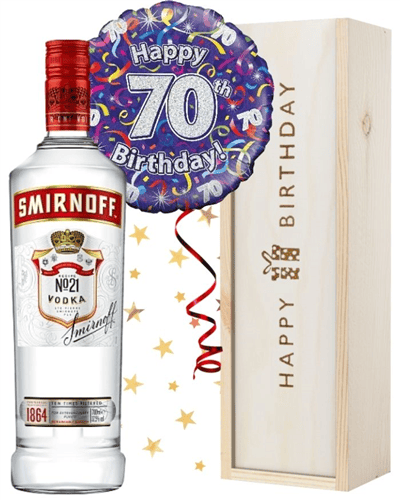 70th Birthday Vodka and Balloon Gift
