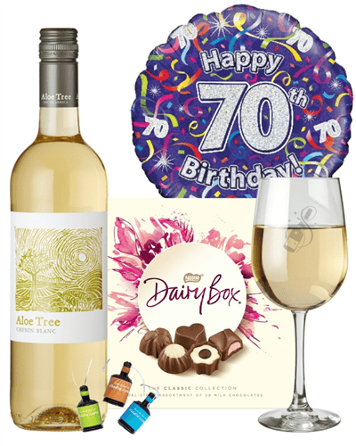 70th Birthday White Wine And Chocolates Gift