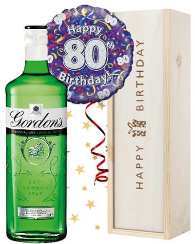 80th Birthday Gin and Balloon Gift