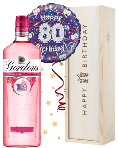 80th Birthday Pink Gin and Balloon Gift