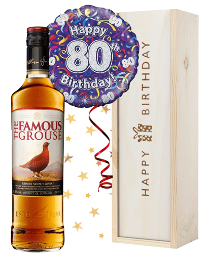 80th Birthday Scotch Whisky and Balloon Gift