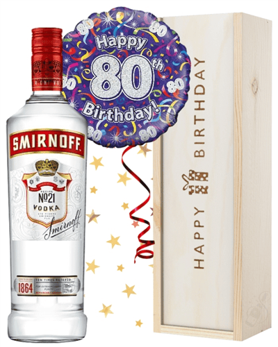 80th Birthday Vodka and Balloon Gift