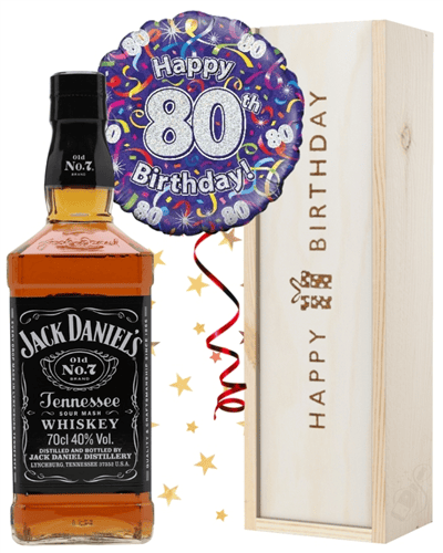 80th Birthday Whiskey and Balloon Gift