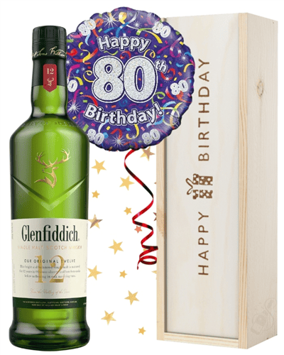 80th Birthday Whisky and Balloon Gift