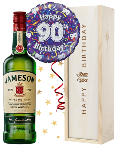 90th Birthday Irish Whiskey and Balloon Gift