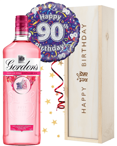 90th Birthday Pink Gin and Balloon Gift