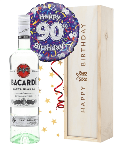 90th Birthday Rum and Balloon Gift