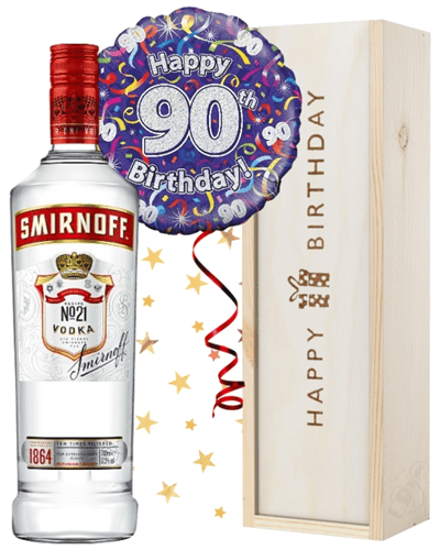90th Birthday Vodka and Balloon Gift
